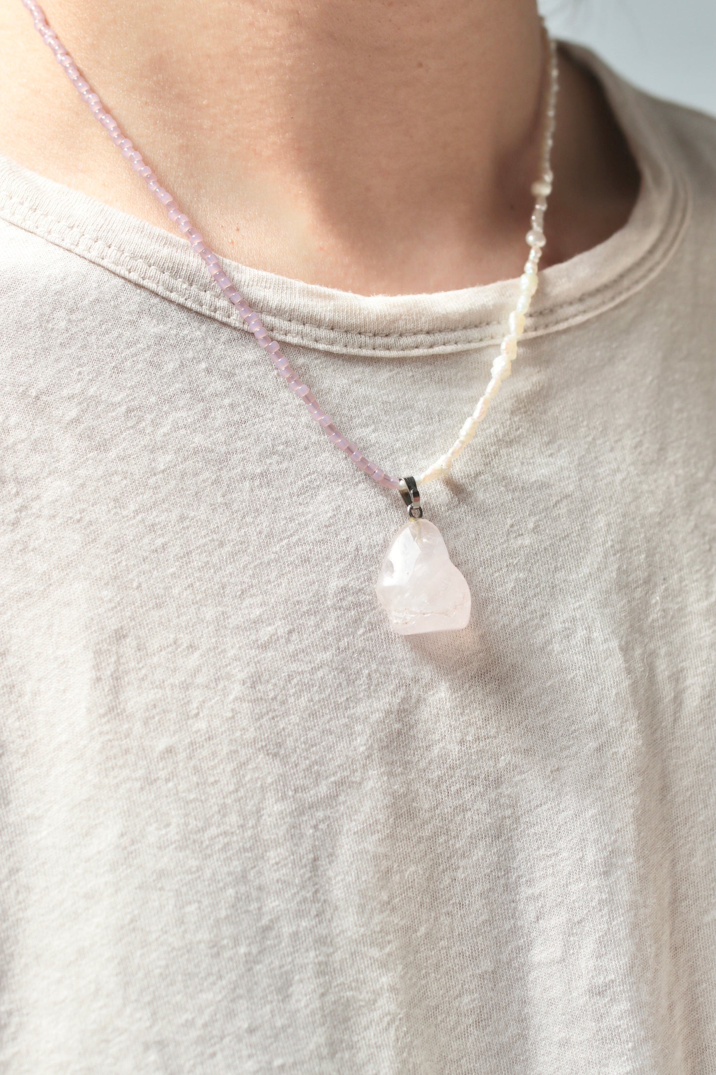 STONE NECKLACE - pink calcite