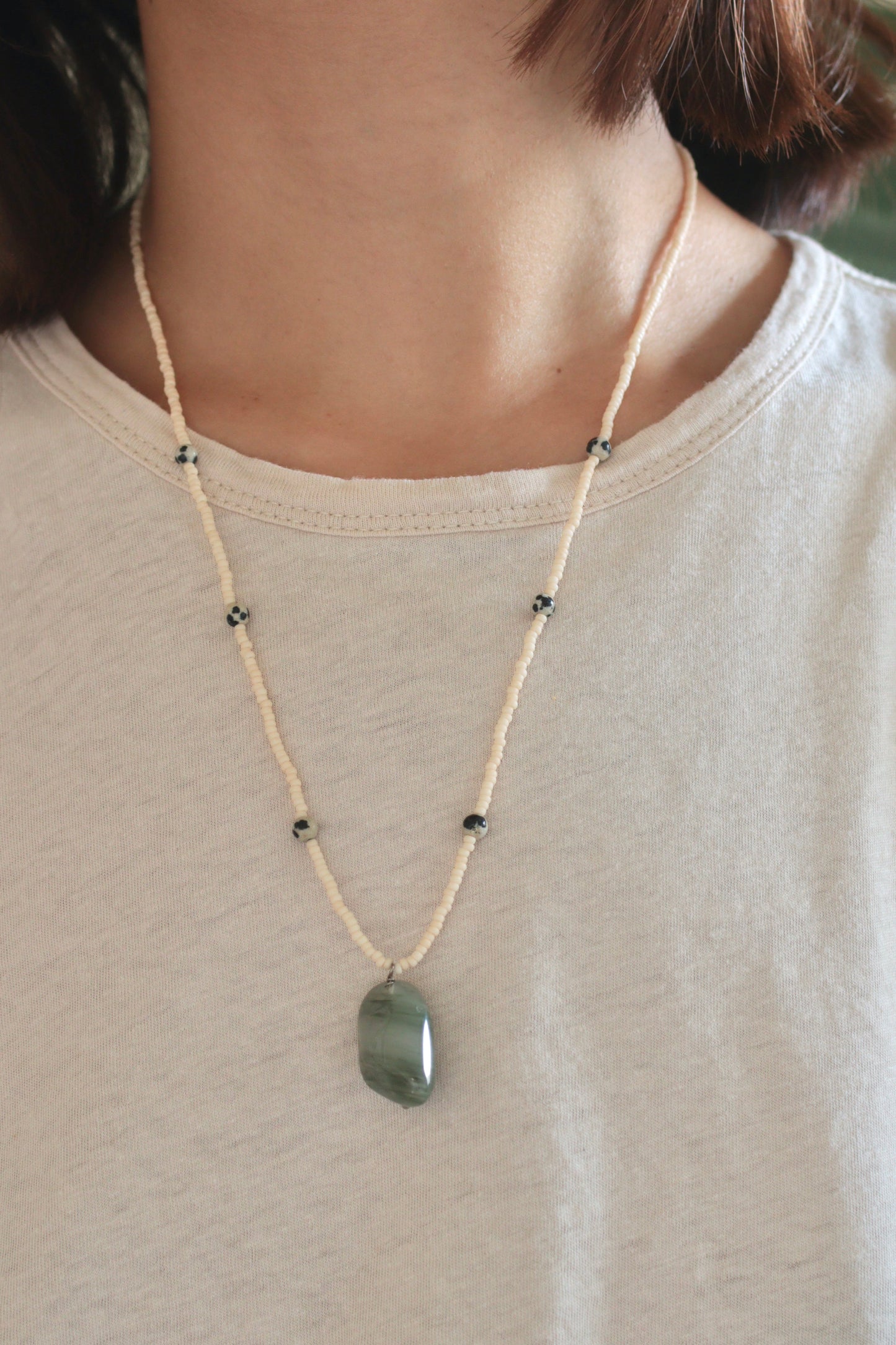 STONE NECKLACE - Green lace